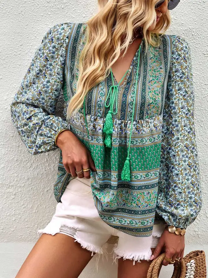 Damestrui oversized vintage boho bloemenprint truien mode etnische