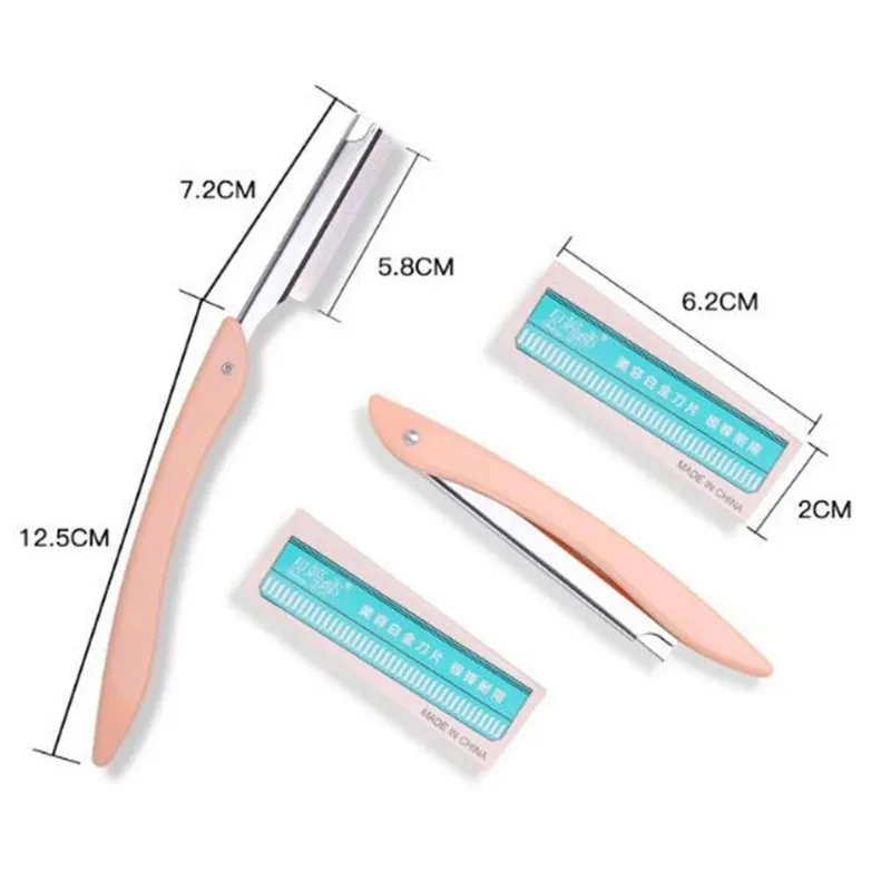 Portable Eyebrow Trimmer 10 Razors Eye Brow Shaper Shaver Face Razor Blade Facial Hair Remover Makeup Tools Women