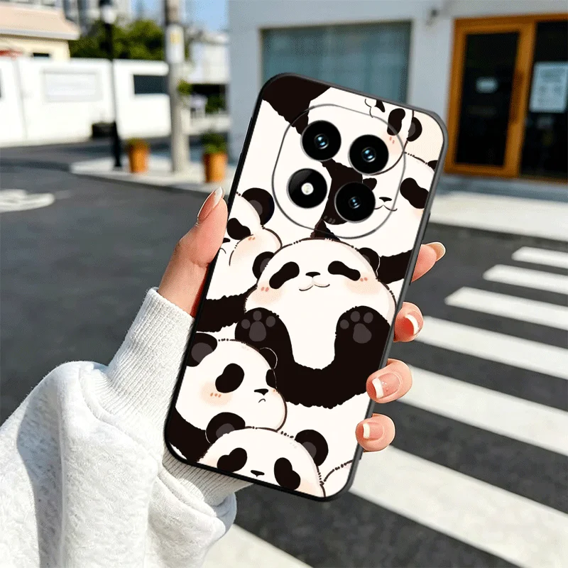 Adorable Cartoon Panda Soft Black Phone Case Cover