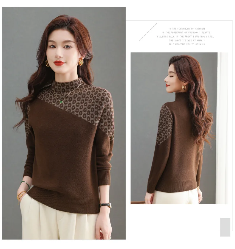 Pullover Koreanische Mode Grundlegende Gestrickte Tops Frauen Pullover Herbst Winter Neue Lange Hülse Weibliche Kleidung Drucken Pull Weibliche – Detail 2