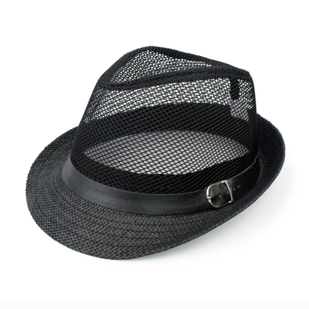 Men Straw Panama Sun Hat Breathable Summer Beach Cap