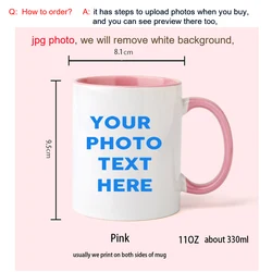 Customized Photo Mug: Personalized Name, Image & Text - Perfect Gift for Mother's Day or Weddings (Pink)