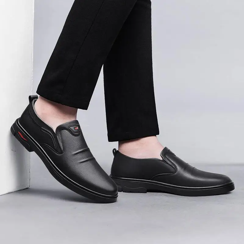 

Leather Shoes Men's Genuine Leather Business Formal Wear Casual Men's Shoes Breathable Soft Bottom Increase British Wedding Shoe