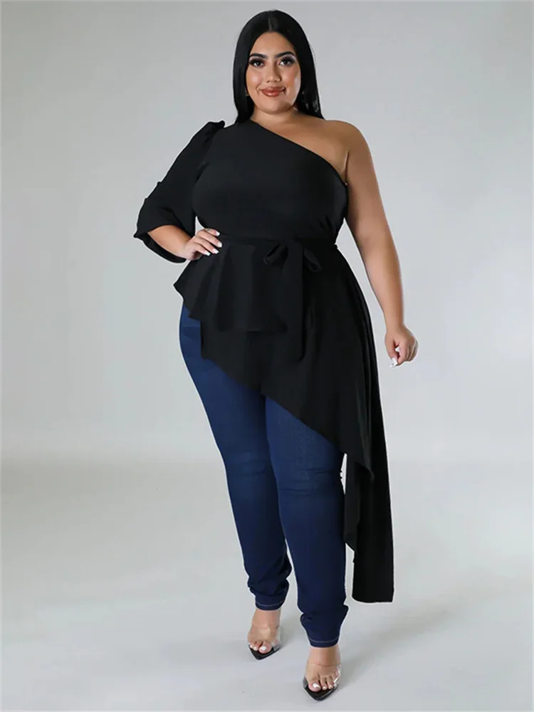 Wmstar Plus Size Tops Women T Shirts Blouses Solid Printed Single Sleeve Bandage New In Summer Clothes Wholesale Dropshipping