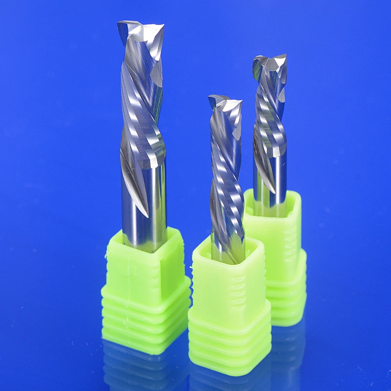 1개 3.175/4/5/6/8/10mm 2날 나선형 상하 절삭 밀링 커터 목재 엔드밀 공구 PVC MDF용 CNC 라우터 비트