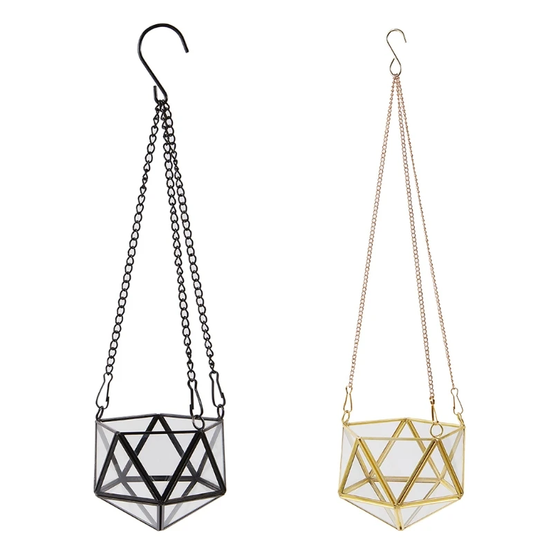 

Hanging Glass Terrarium Geometric Diamond Plant Holder Container Wall Planter Flower Pot Windowsill Decoration