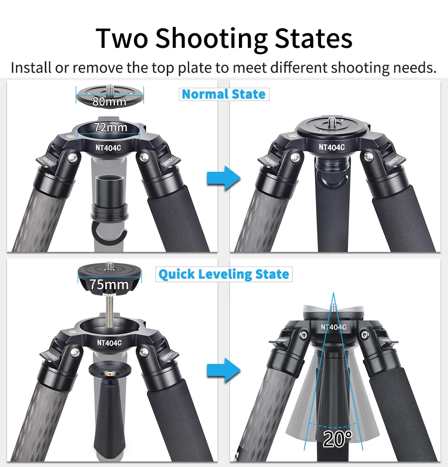 NT404C Professional Heavy Carbon Fiber Camera Tripod Super Stable Top Bird Watch