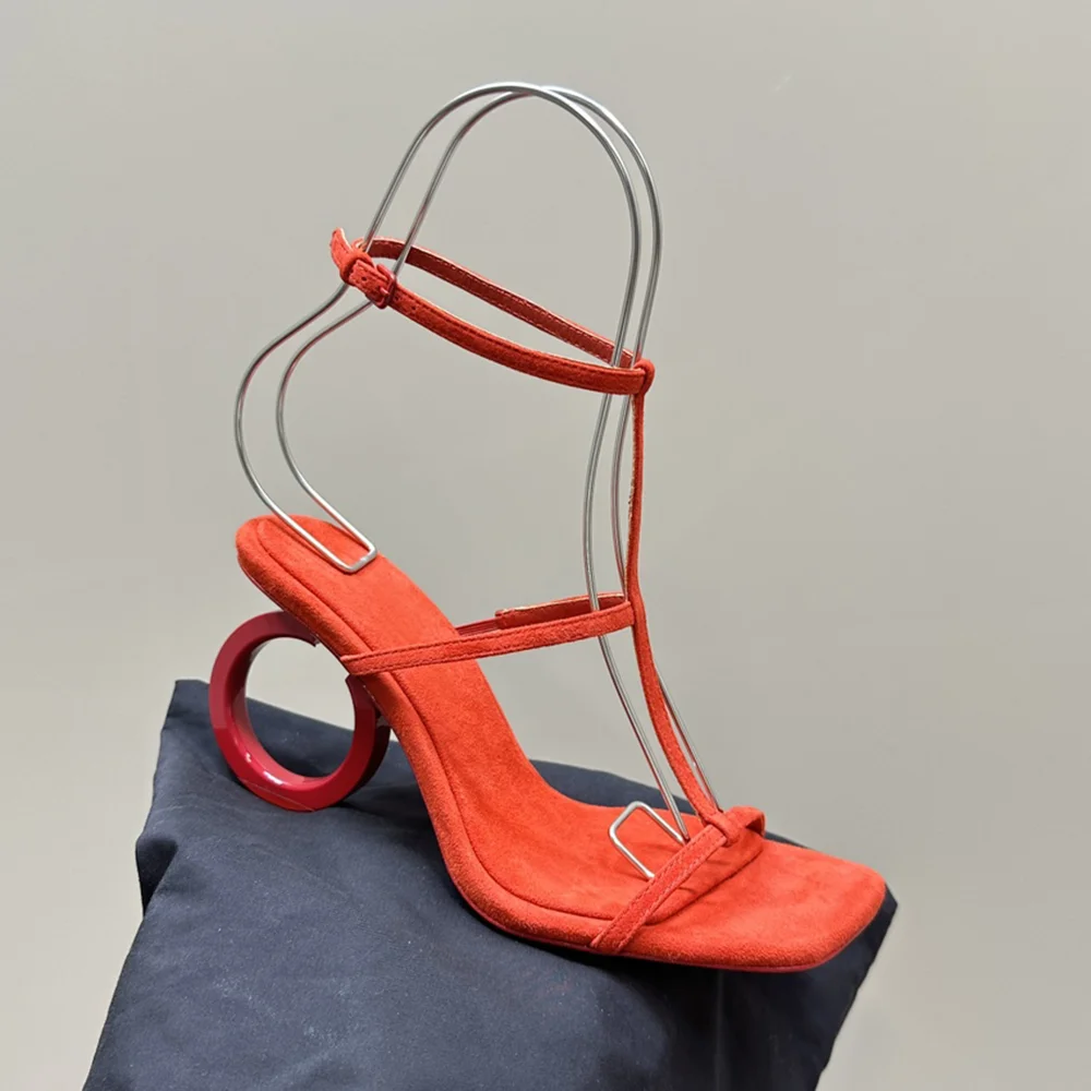 

Sexy black stiletto sandals Summer women's wedding fashion shoes Pointed tip Nigerian high-quality leather shoes