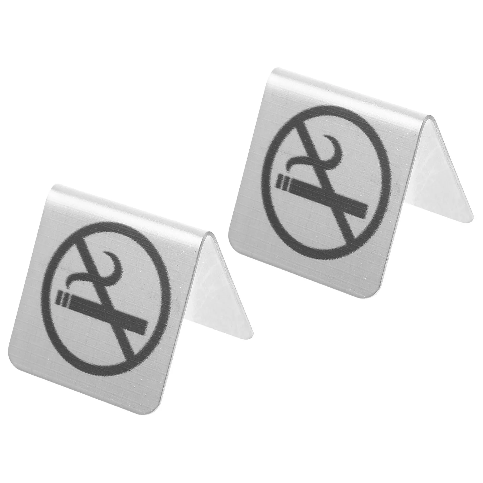 2Pcs 금연 테이블 카드 스테인레스 스틸 양면 견고한 금연 표지판 실내 공공 금연 표시기