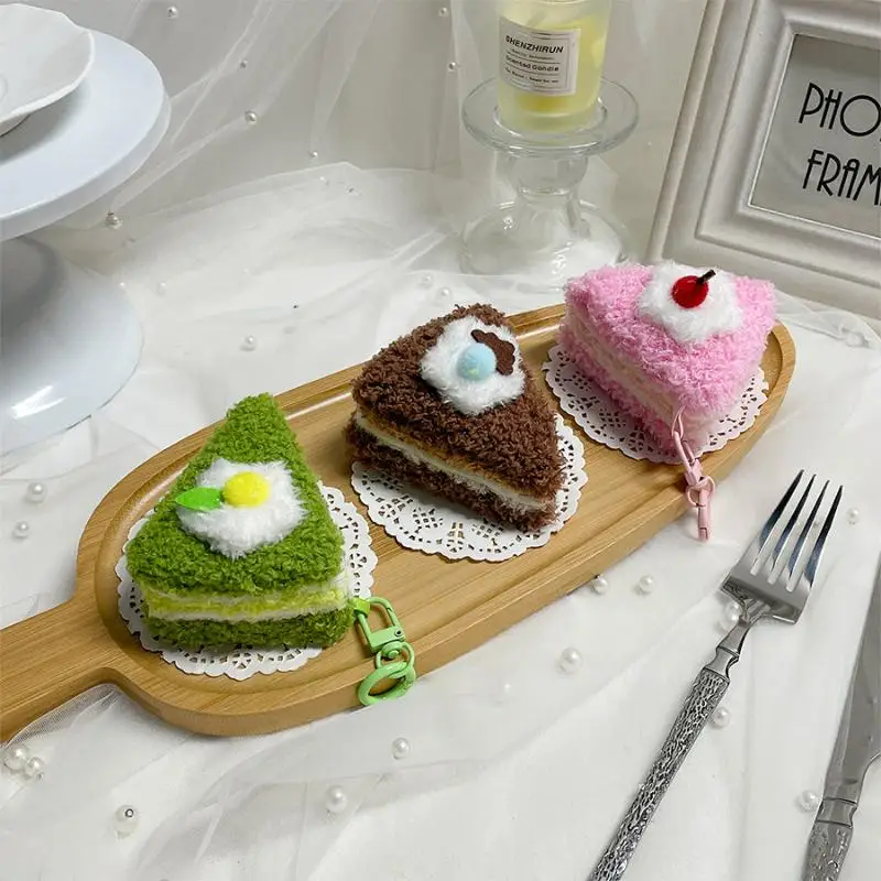 Cute Triangle Thousand Layer Cake Food Plush Keychain Creative Cartoon Doll Pendant Kawaii Backpack Ornament Decoration Gifts