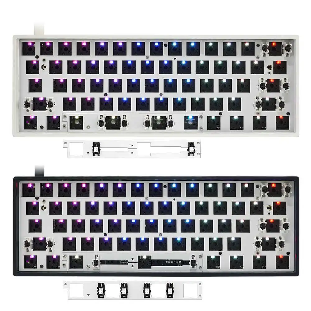 Kit de Teclado com Fio Personalizado Compatível com Bluetooth Modo Duplo Montagem Pcb Swappable 60 Rgb Gk61x Gk61xs - Imagem 6