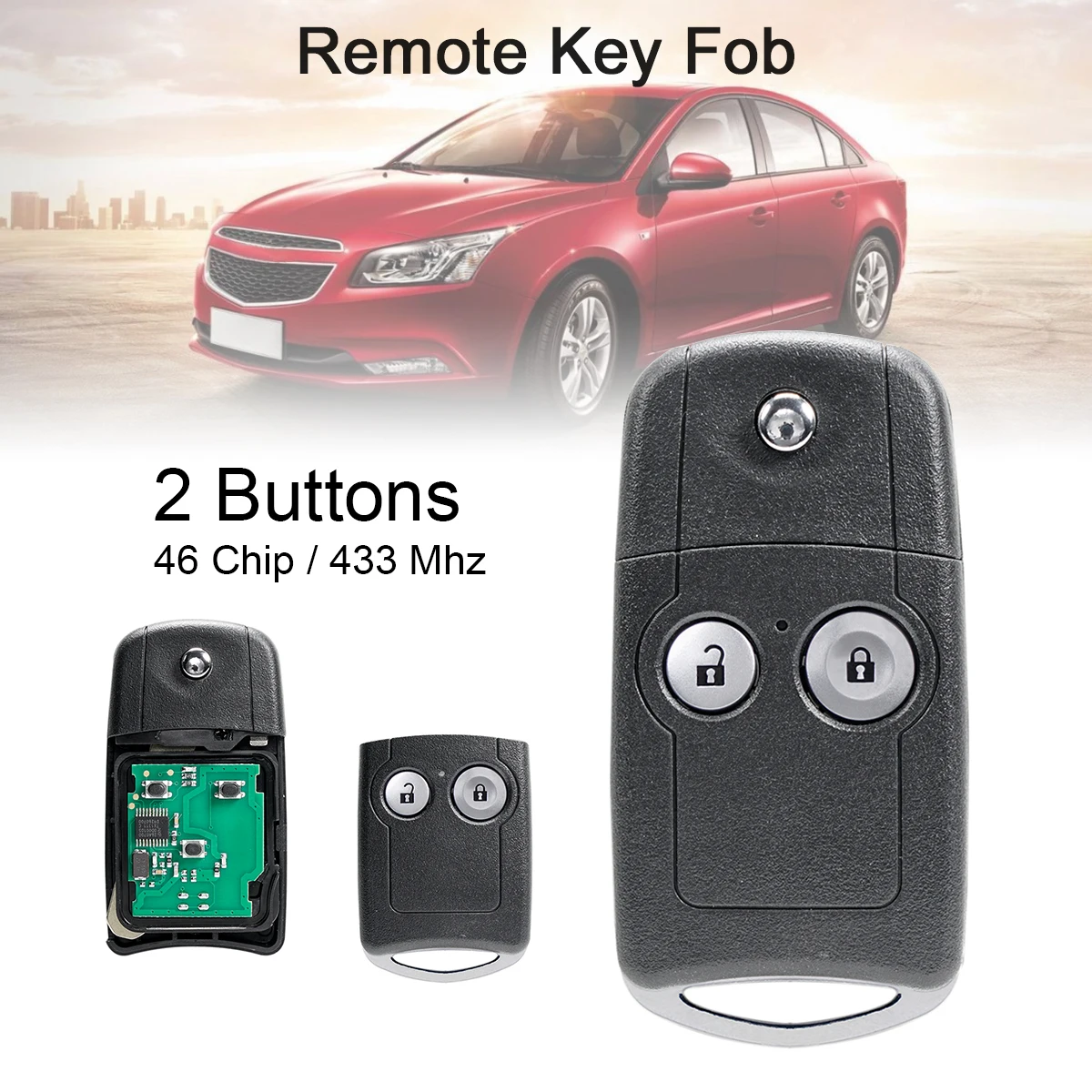 433Mhz 2Buttons Car Remote Key Fob with ID46 Fit for Honda Civic CR-V CRV Jazz 2011 2012 2013 2014 2015  HLIK-3T  2007  DJ4041