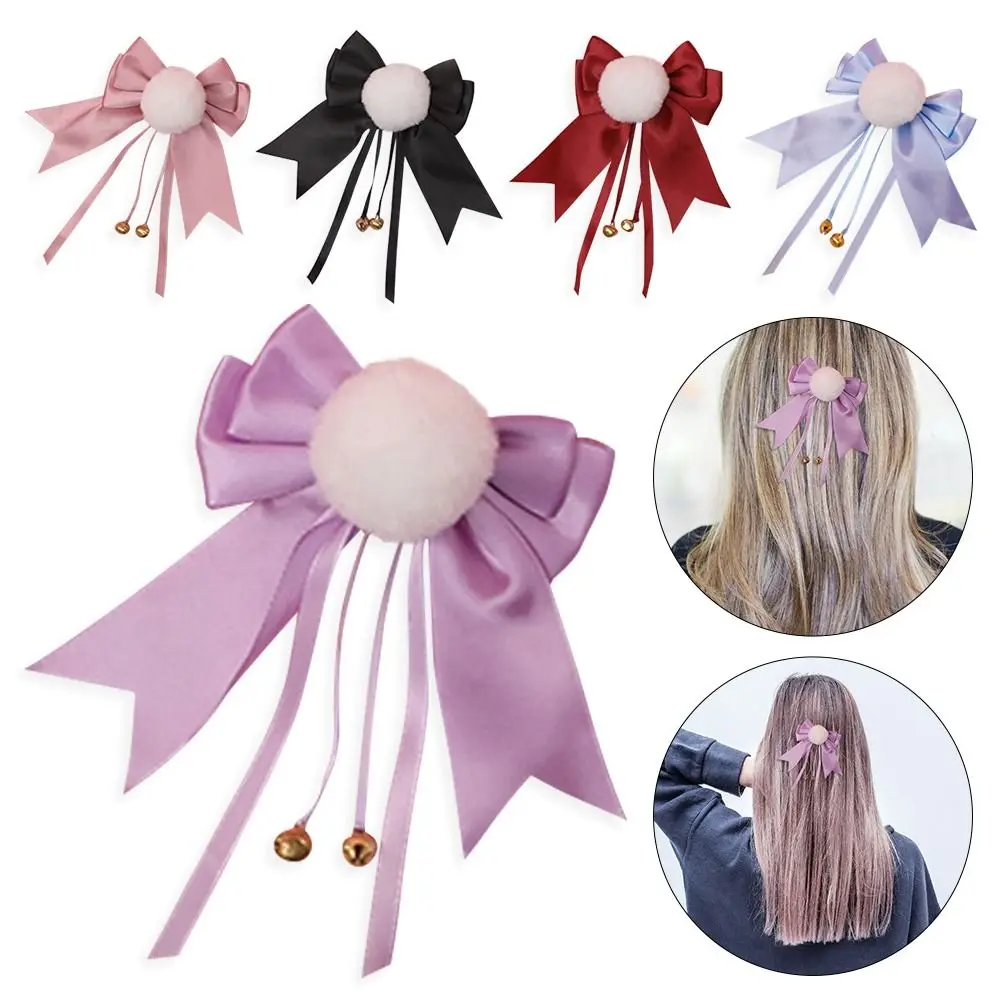 

Заколки для волос с бантом, милый помпон из искусственного меха, украшение для косплея в стиле "Лолита", колокольчик с ушками животных/головной убор с кисточками для девочек