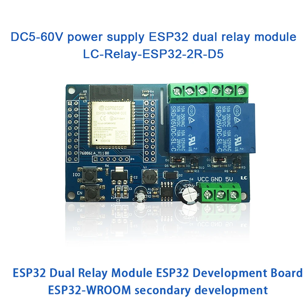 Wifi Relé Módulo Esp32-wroom Desenvolvimento Secundário Placa Dc560v Fonte de Alimentação 5v 2-channel