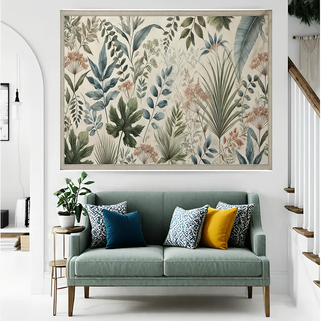 Green Leaf Floral Wall Tapestry 4