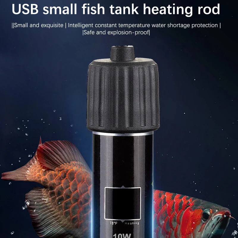 USB Mini Aquarium Heating Rod for Small Fish Tank 26&deg;C Constant Temperature Aquarium Heater Submersible Thermostat Heater 10W aquarium heater rod