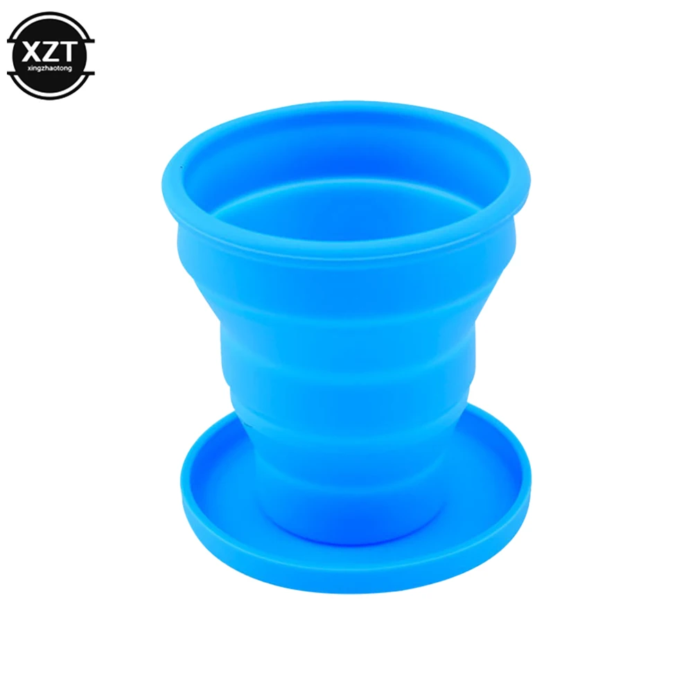200ml Portable Silicone Retractable Folding Cup With Lid Telescopic Collapsible Drinking Cup Outdoor Travel Water