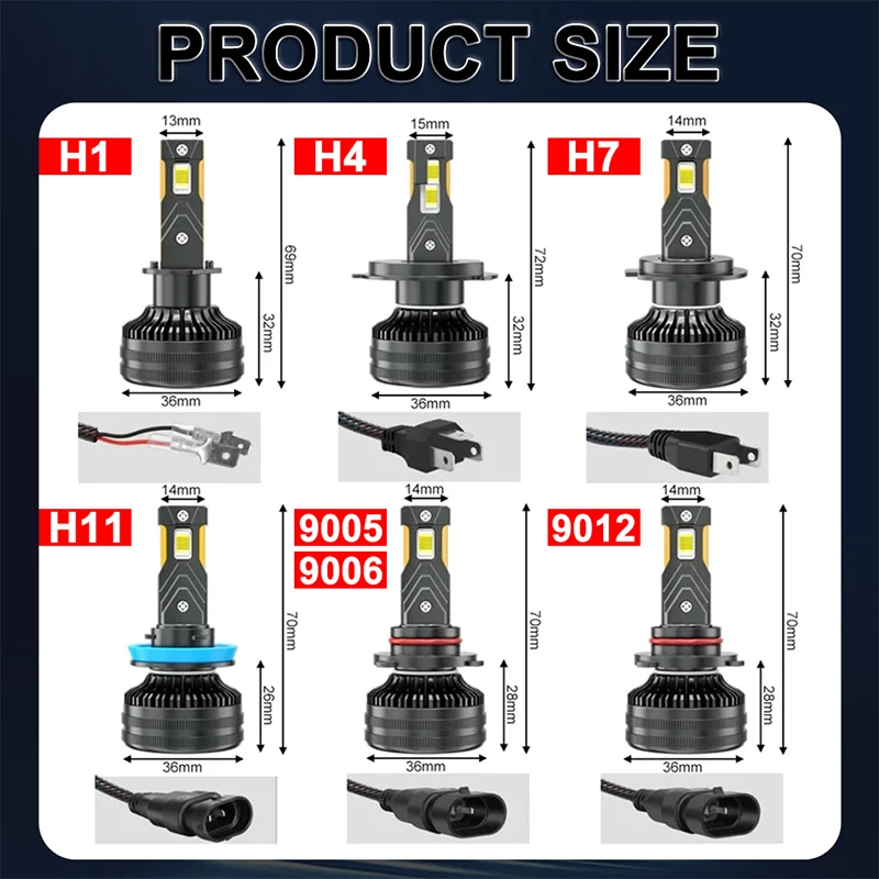 K5C H7 H4 H3 LED 1000W 6500K Car Lights Canbus H11 H8 H1 HB3 9005 HB4 9006 9012 HIR2 2PCS 18PCS 8054 CSP Chip Auto Lamp Fog Lamp led car lights led car headlights