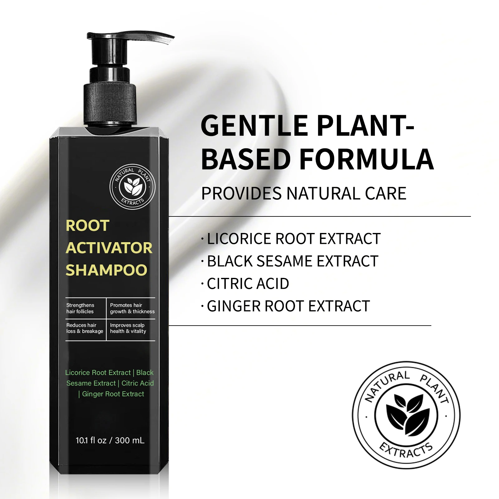 Shampoo per attivatore radici per capelli 300ml Nutrire le radici dei capelli Rafforzare i follicoli piliferi Promuovere la crescita Riduce la perdita per capelli lisci e spessi - immagine 5