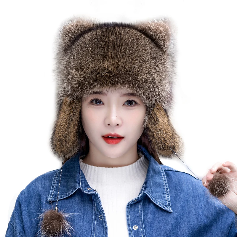 

Plush Hat Winter Mongolian Hat Thicken Parent-Kids Raccoon Tail Hat for Adult Teens Winter Keep Warm Hat Adjustable