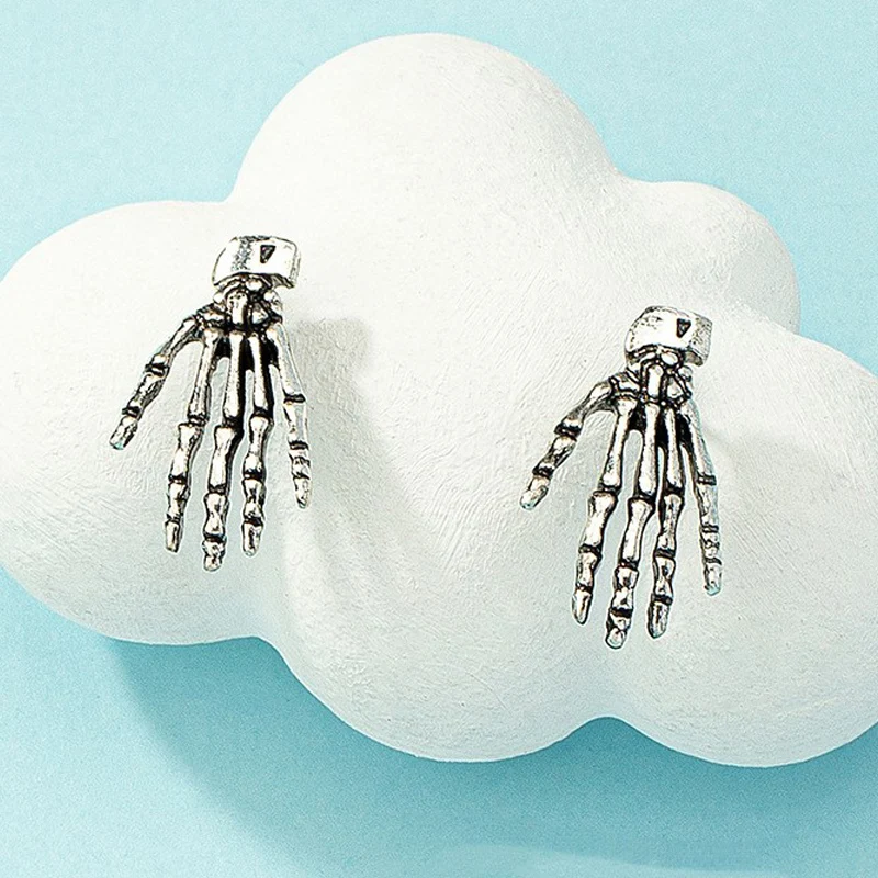 Orecchini Pendenti A Teschio In Argento Sterling 925 – Scheletro Danzante Per Halloween – Gioielli Ipoallergenici
