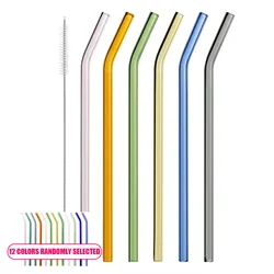 Eco - Friendly Multi - Color Reusable Glass Straw Set - 7 Pieces for Smoothies, Milkshakes, Tea, Juice, and Cocktails (6 straws 1 brush)