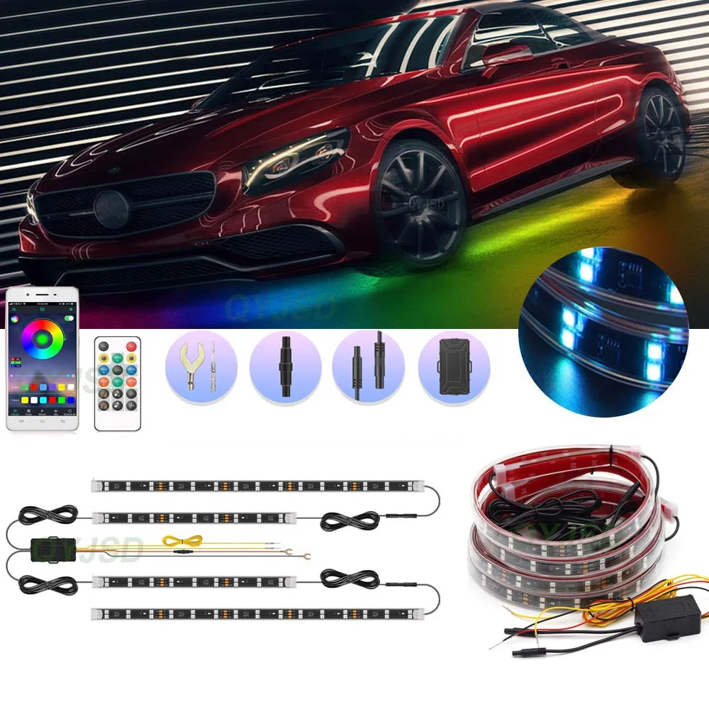 DoubleRowCarChassisLightsLEDUnderglowKit12VAmbientLightAPP