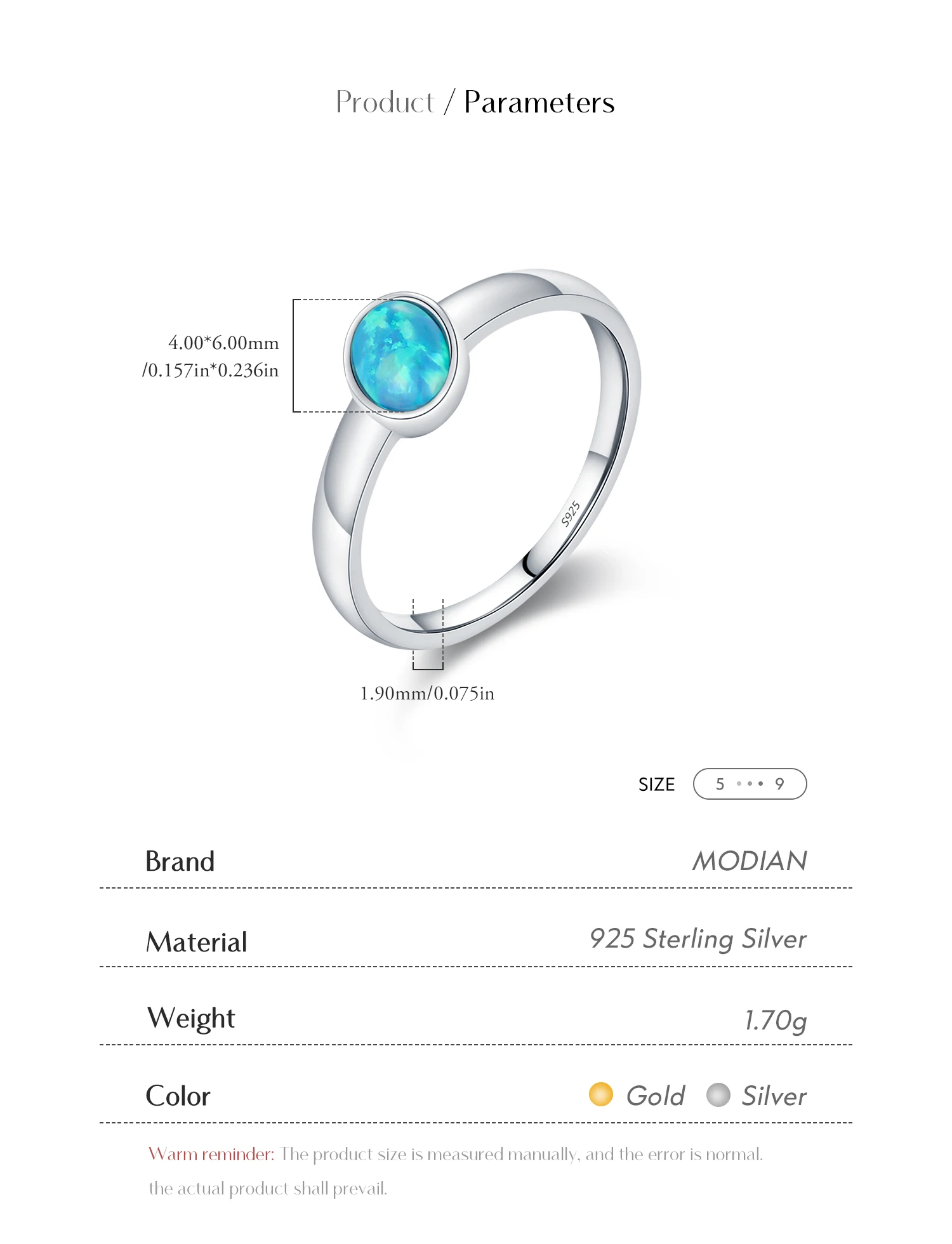 MODIAN 925 Sterling Silver Irregular Oval Opal Charming Finger Ring Platinum Plated Vintage Rings For Women Silver Jewelry Gift