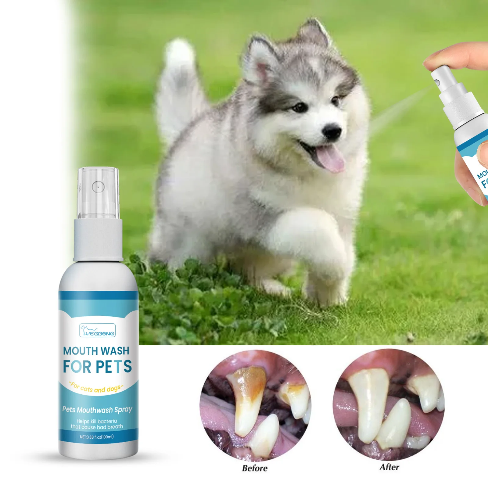 

100ml Pet Oral Cleanse Spray Dogs Cats Teeth Clean Deodorant Prevent Calculus Remove Kitten Bad Breath Pet Teeth Care Supplies