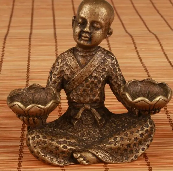 

CHINESE BRONZE STATUE FIGURINES SOLID MONK SPIRITUAL OLD COLLECTION GIFT Statues