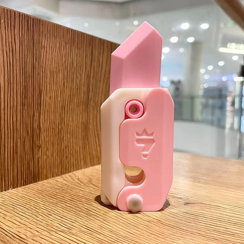 3D Mini Printing Gravity Knife Cub Jumping Small Radish Knife Mini Model Pendant Push Card Decompression Toys for Children Gift