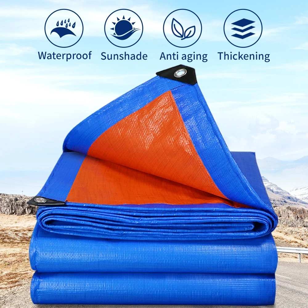 Waterproof Tarpaulin Waterproof Tarp Tarpaulin Rain Cover Tarpaulin Rectangle 2m*1 2 3 4 5 6 3m*3 4 Awning Sun Shade Outdoor Blue Tarp Facility Backyard Block Anti-Uv Rain Cover Camping