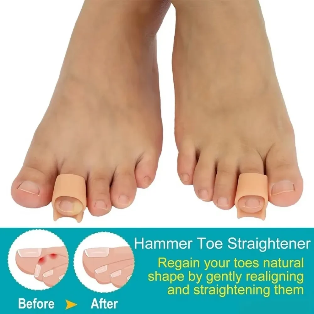 1 pair Foot Supplies Nude Toe Corrector Gel Material Toe Splint Toes Separator Hammer Toe Straightener Curled Toes