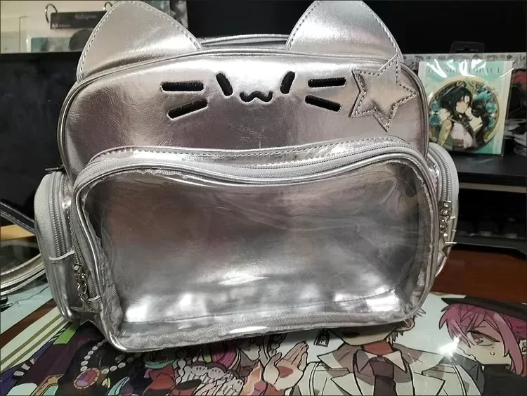Ita Bag Cool Y2k Aesthetic Travel Bags All Match Kawaii Cartoon Cat Schoolbags Sweet Preppy Japanese Transparent Backpacks Women 5