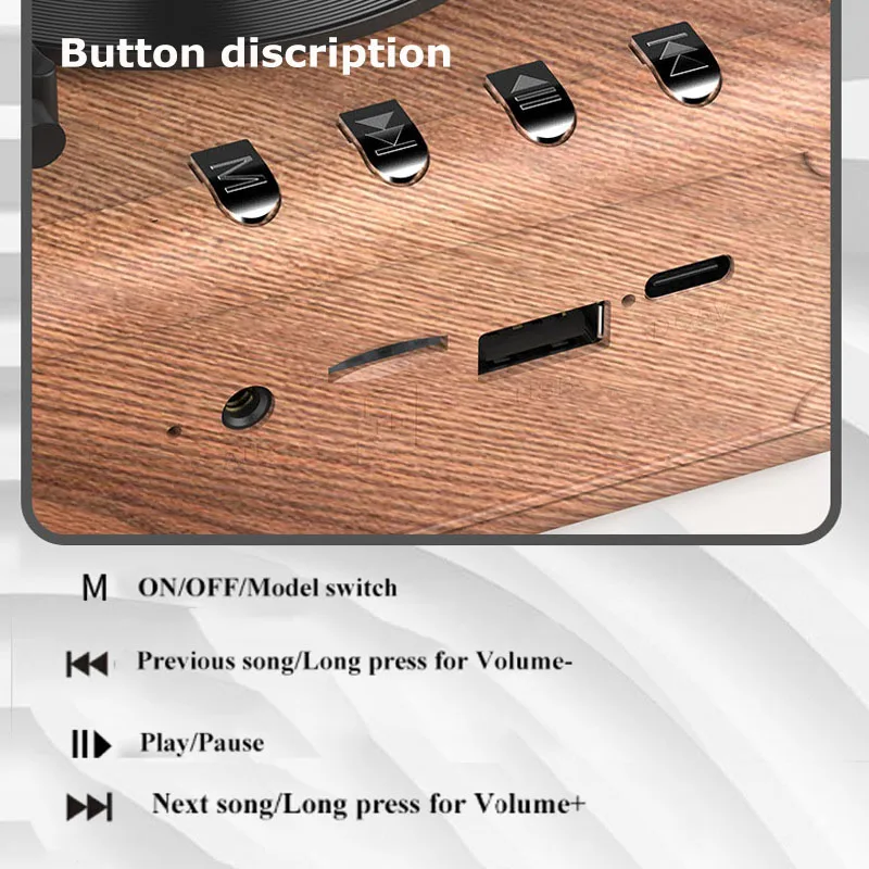 Portable FM Radio Buil-in Speaker Mini Retro CD Player Design Bluetooth Speaker  USB TF Card MP3 Music Player Type-c Charging