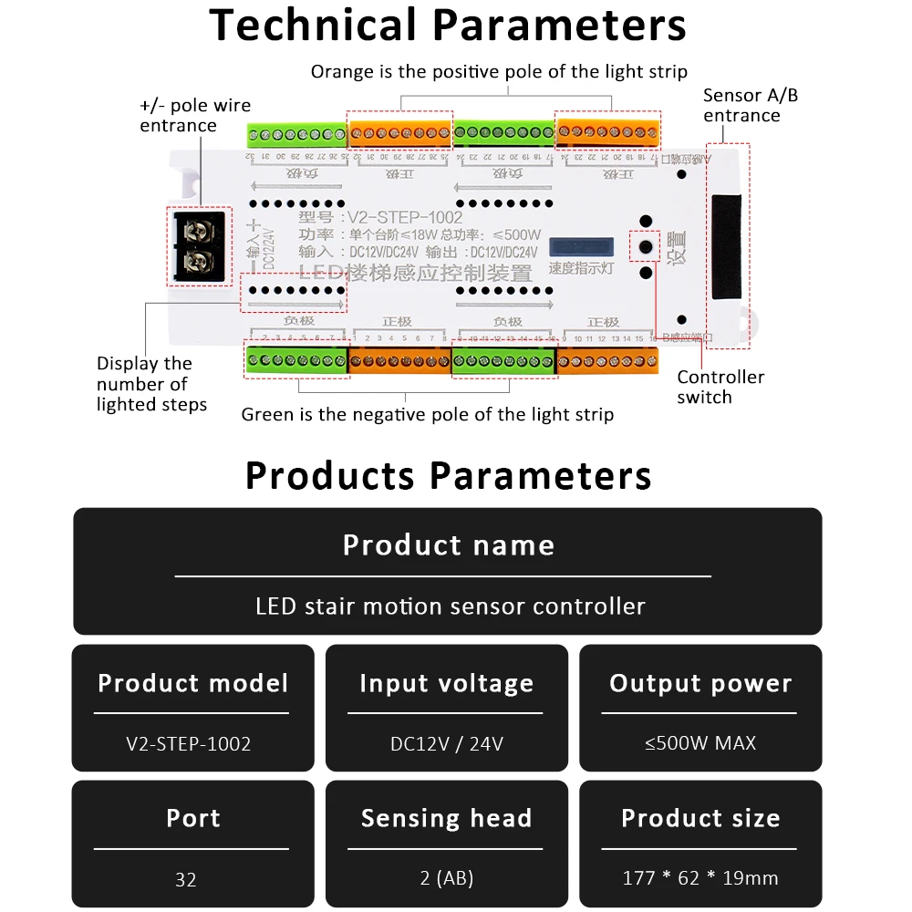 LED Strip Controller DC 12V 24V 32 Channels Smart PIR Night Light Single Corlor Control Flexible led strip controller