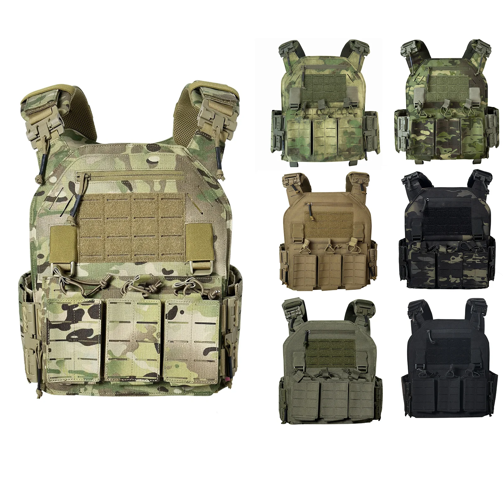 1000d Nylon taktische Weste Anzug Lasers ch neiden modulare Schnell verschluss weste mit dreifacher Tasche verschleiß fest kratz fest – Detail 1
