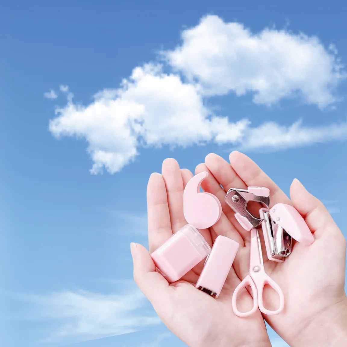 미니 사무용품 키트 세트, 미니 스테이플러, 가위, 스테이플 리무버, 스테이플, 테이프 디펜서 스크랩북 도구 상자 포함, 8 개