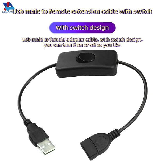 สาย USB MINGCVIL พร้อมสวิตช์เปิด/ปิด สายต่อขยายสำหรับโคมไฟ USB พัดลม สายไฟอะแดปเตอร์ทนทาน อุปกรณ์ USB ไฟ LED 1