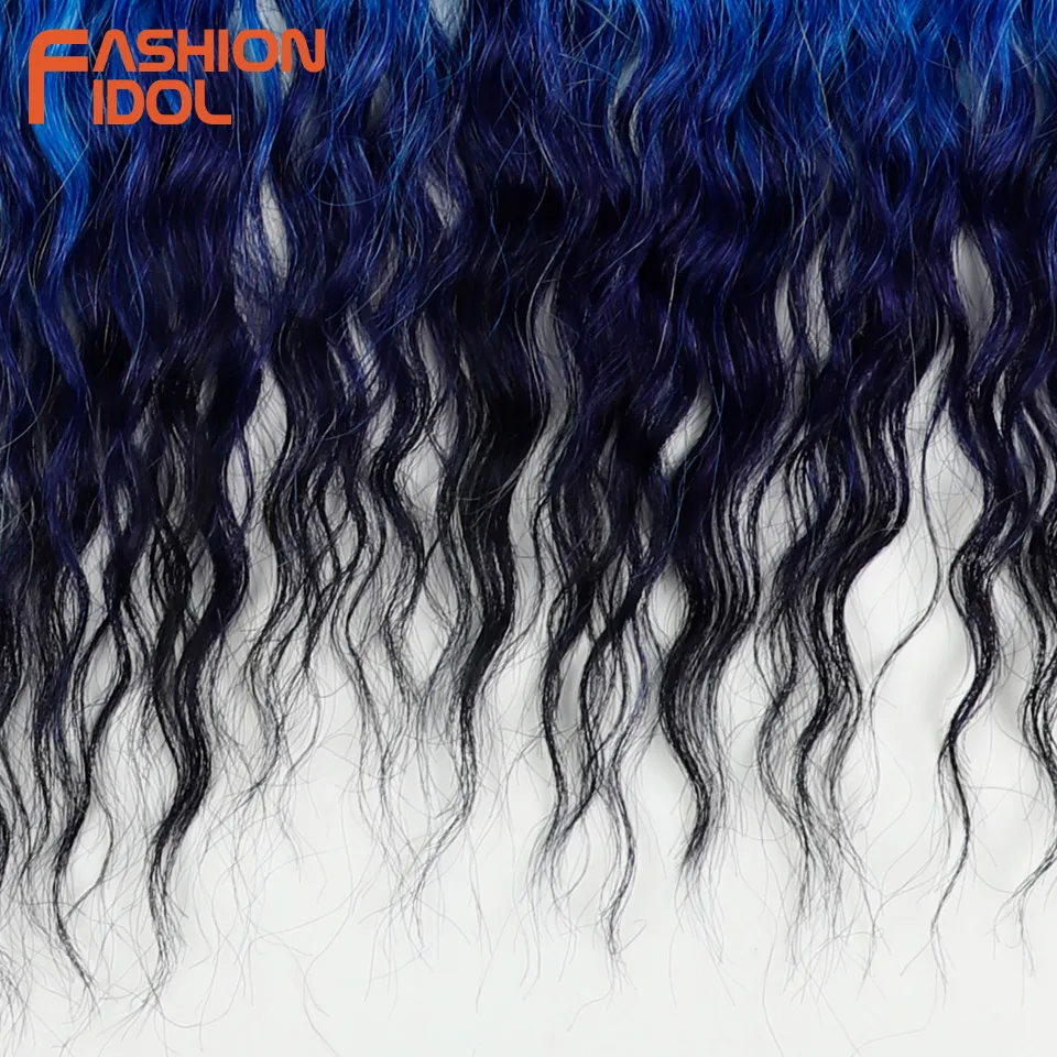 FASHION IDOL 24 Inch 300g Crochet Hair Synthetic Water Wave Braiding Hair Extensions Ombre Rainbow Fake Hair Deep Wave Curl Hair 6