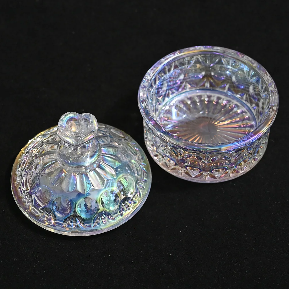 

High Quality Round Cup Acrylic Liquid Dish Rainbow Crystal Clear Glass Cup with Lid Bowl for Acrylic Powder Nail Art Tool Kit