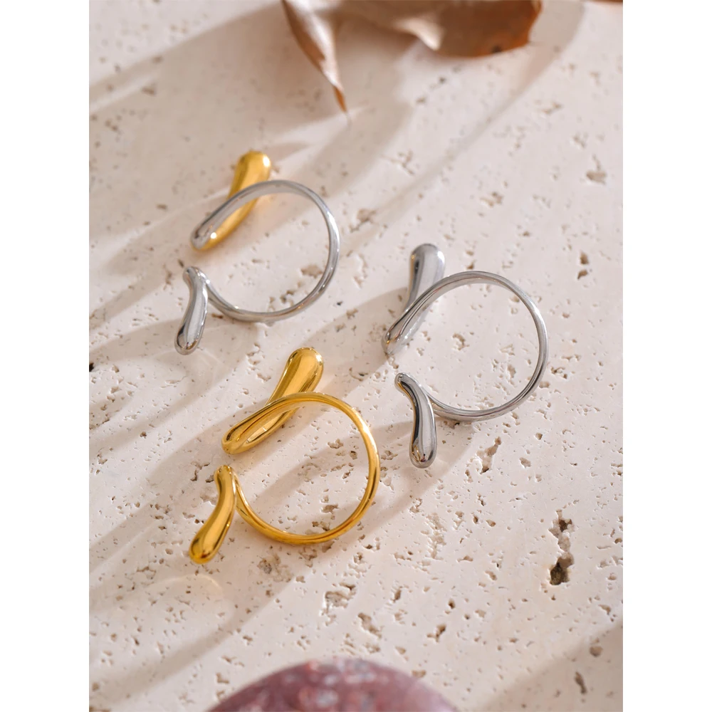 Yhpup Stainless Steel Twisted Irregular Adjustable Creative Fashion Ring