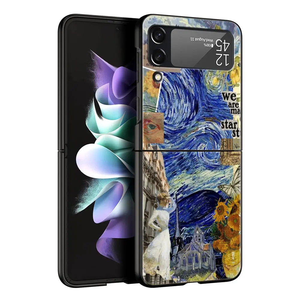 Starry Sky Van Gogh Art Black Hard Folding Phone Case