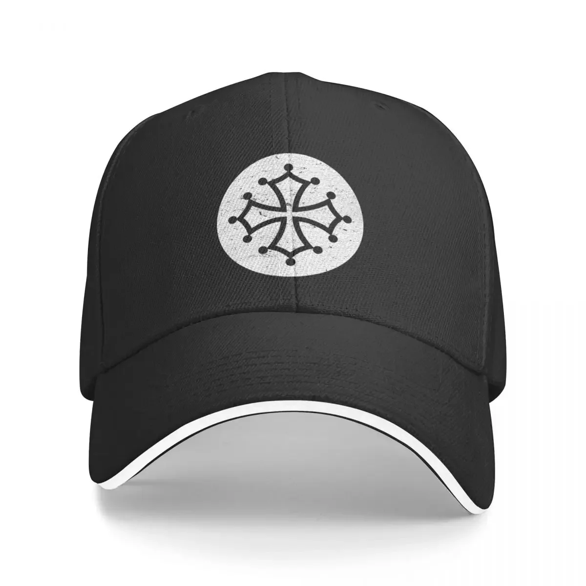 

Cathar Cross, Occitan cross in white circle Baseball Cap Luxury Cap Fluffy Hat Women Men's