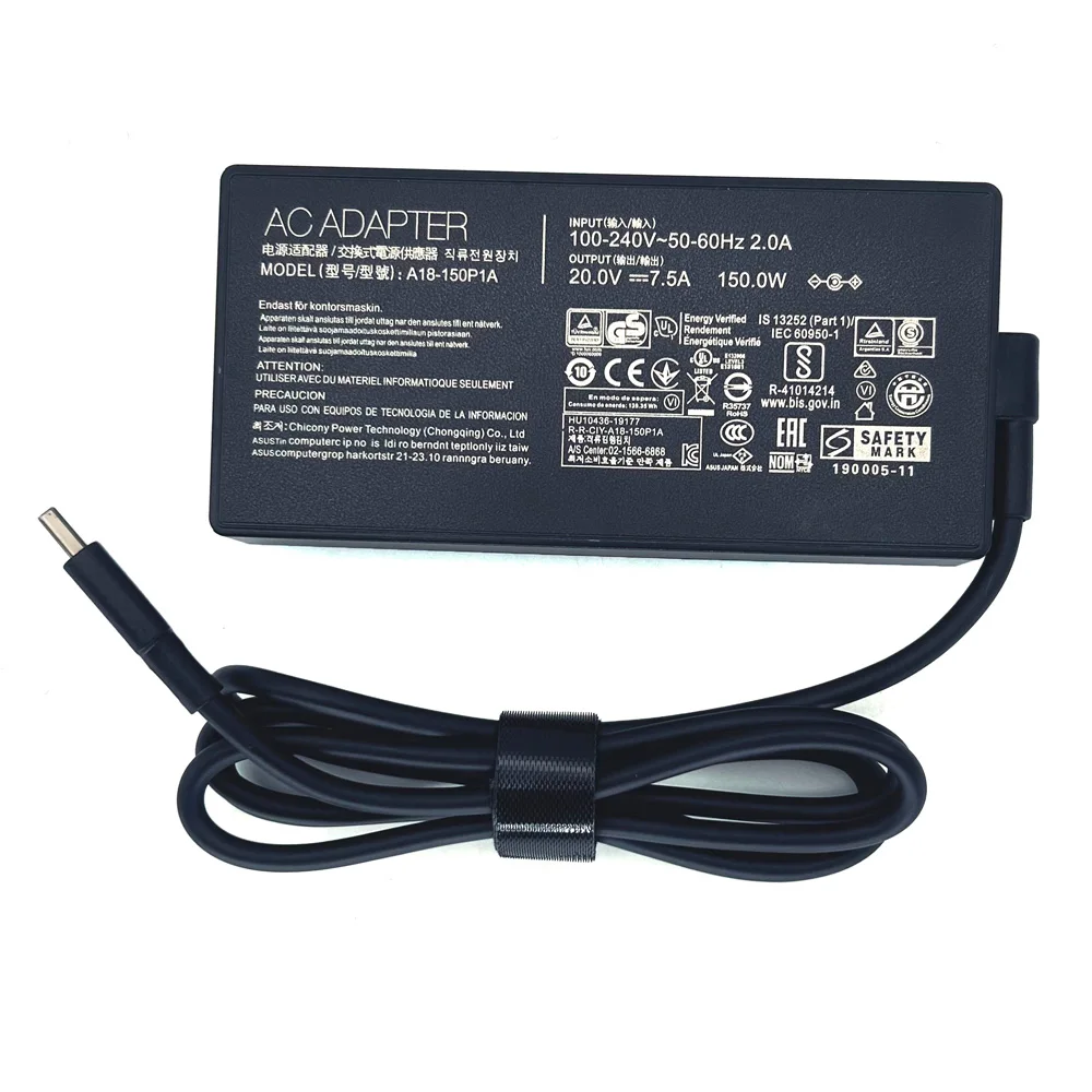 ASUS V16 V3607VU-RP038W V3607VU-RP550WS 노트북 충전기 전원 공급 장치 20V 7.5A용 150W AC 어댑터
