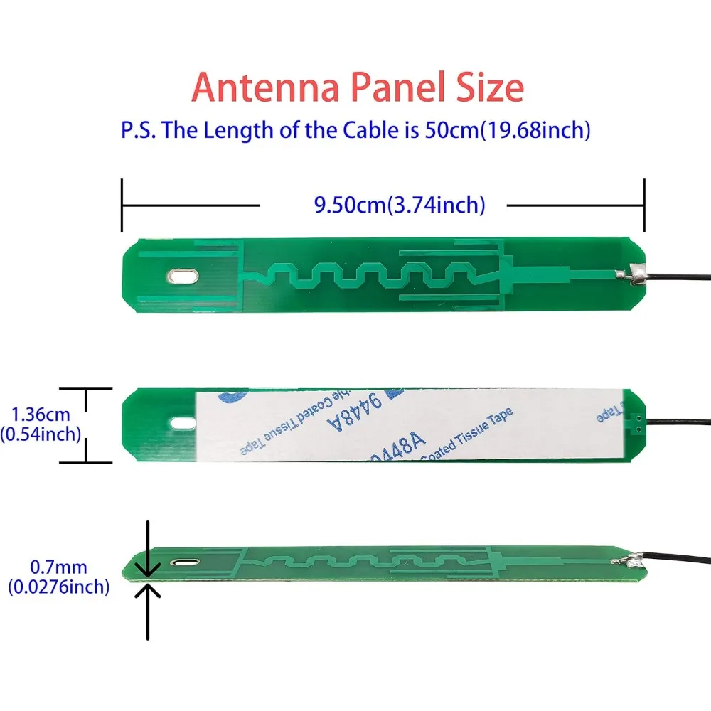 2.4GHz 5.8GHz Dual Band WiFi Antenna PCB Internal Antennas with 12cm Cable For M.2 7265 8265 9260 9560 AX200 Card 2pcs
