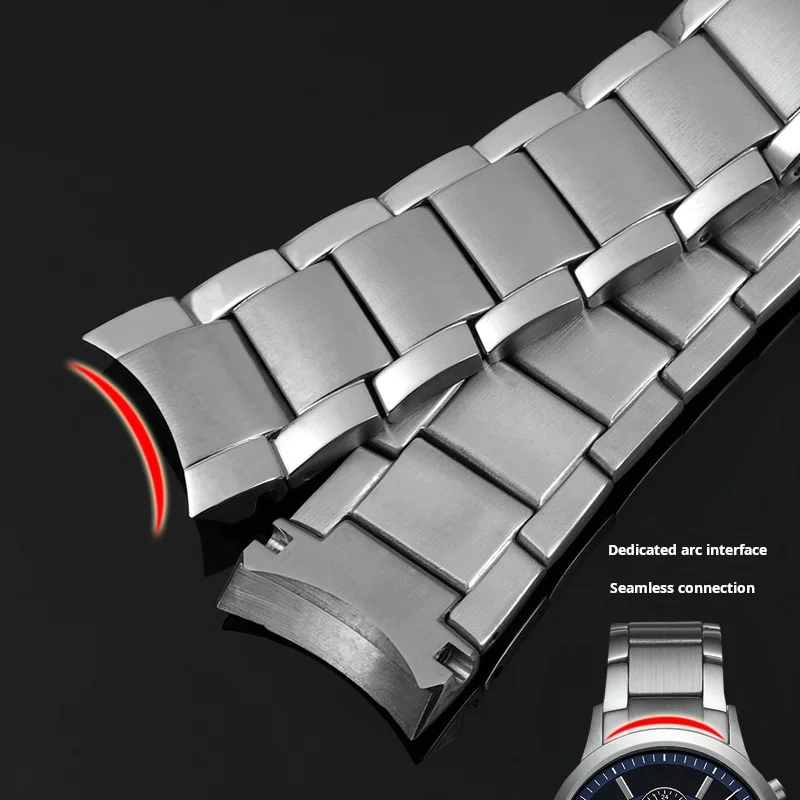 Stainless Steel Curved End Men's Watch Bracelet - 22mm