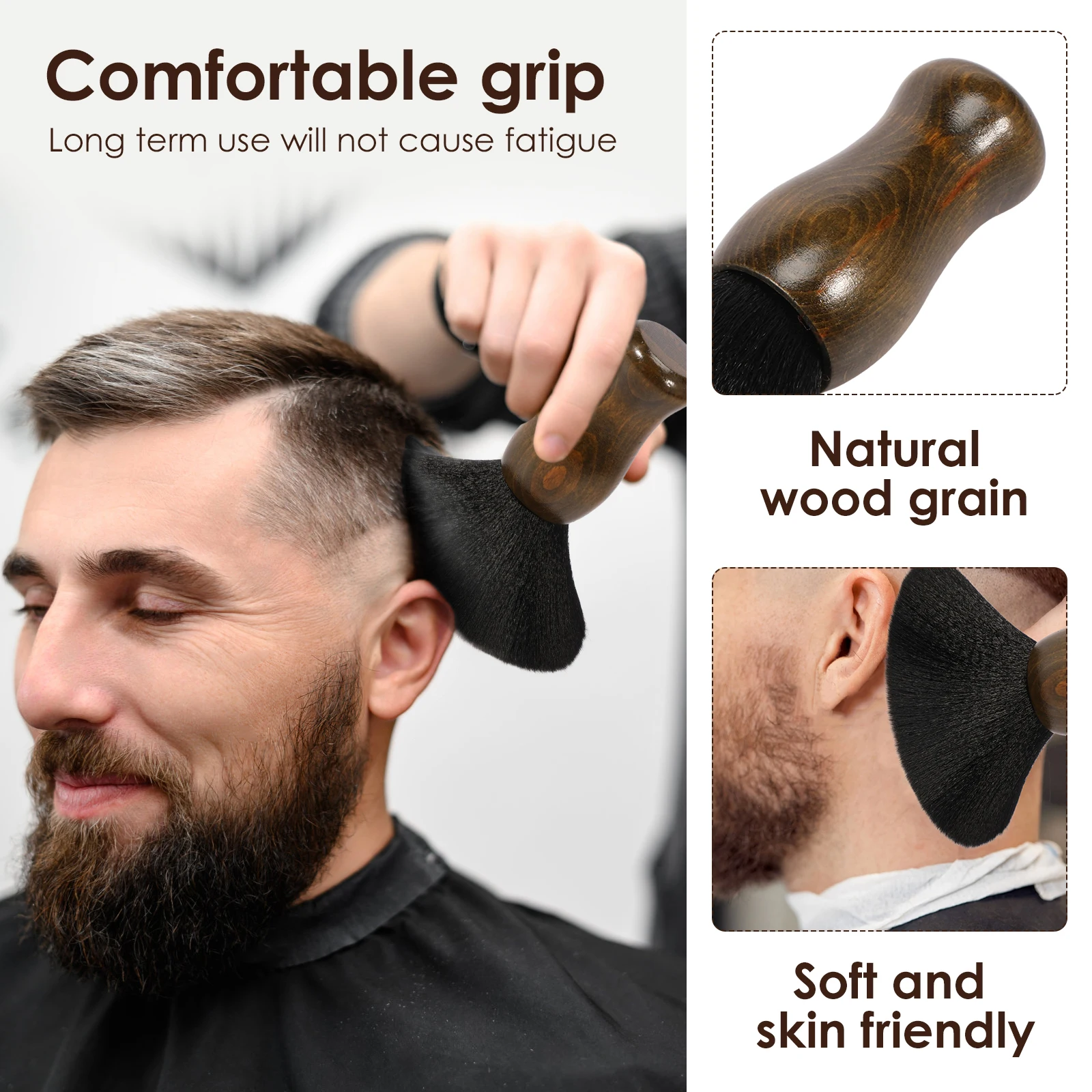 Wooden Handle Hair Brush for Salon Barber Cutting