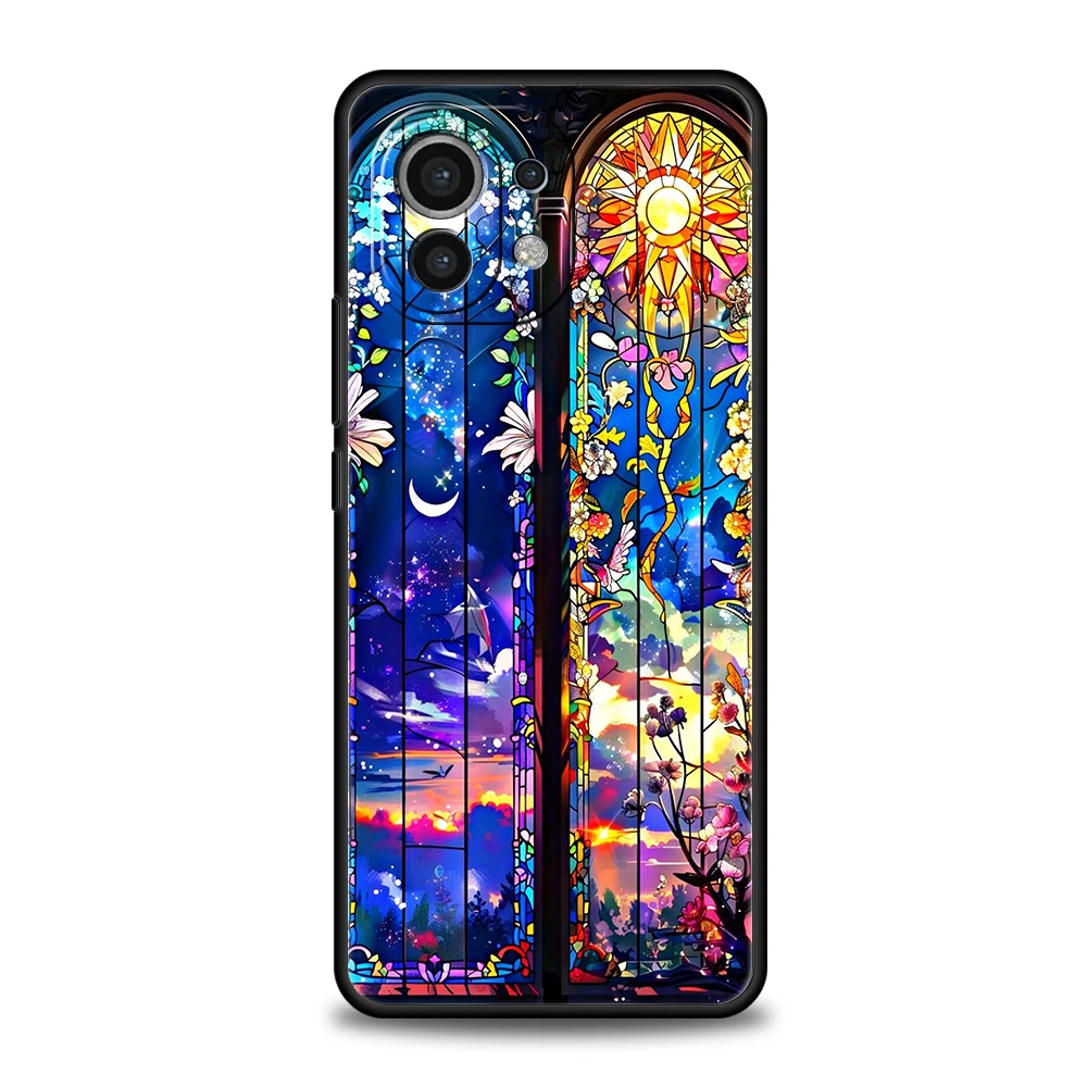 Elegant Sun and Moon Glass Pattern Phone Case - Soft TPU Cover