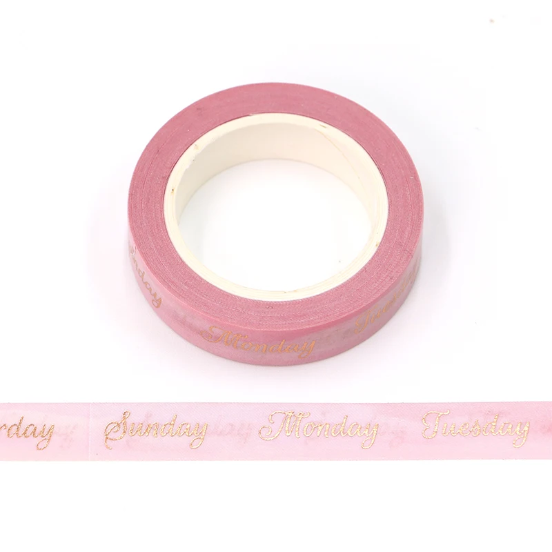 

#F271 NEW Bulk 10pcs/Lot Decorative Gold Foil Pink Week Masking Washi Tapes Scrapbooking Cute Journaling Stationery